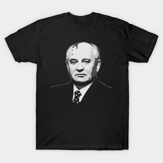 Mikhail Gorbachev Black and White T-Shirt by Nerd_art